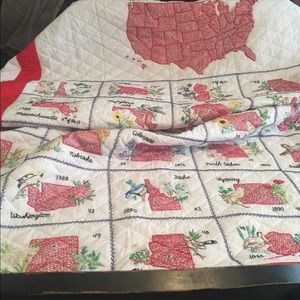 Rare Vintage America Quilt!  USA State, Bird, Flower, & Capital!